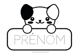 Dessin gratuit Kawaii Chien Animal Chiens et chats Rentrée scolaire étiquette