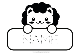 Colouring to customise Cute Lion Animal Wild Animals Of Africa Back To School Label