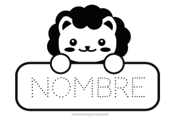 Colorear gratis Kawaii León Animales Animales salvajes de África Regreso a clases Etiquetas