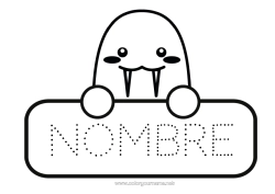 Colorear gratis Kawaii Animales Animales marinos o acuáticos Morsa Regreso a clases Etiquetas