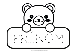 Dessin gratuit Ours Kawaii Animal Ourson Animaux de la forêt Rentrée scolaire étiquette