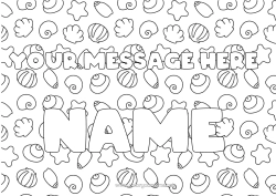Free colouring Summer Sea Animal Decorated name Shellfish Starfish Marine or aquatic animals Decorative background