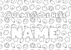 Free coloring Summer Sea Animal Decorated name Sea Shell Starfish Marine or aquatic animals Decorative background