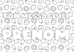 Coloriage gratuit Été Mer Animal Nom décoré Coquillages Étoile de mer Animaux marins ou aquatique Fond décoratif
