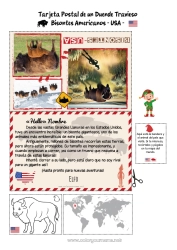Colorear gratis Animales Estados Unidos Otros animales del mundo Viaje del duende navideño Tarjeta postal Tarjeta postal de un SOLO duende Bisonte