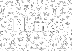 Disegno gratuito Auto Bambino Barca Nome decorato Scarabocchio Veicoli marittimi Auto, van e camper Sfondo decorativo