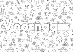 Gratis tekening Auto Kind Boot Gedecoreerde naam Doodle Maritieme voertuigen Auto's, busjes en campers Decoratieve achtergrond