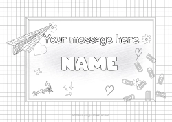 Coloring to customize Heart Back to School Class board School supplies Mathematics Frame Paper airplanes