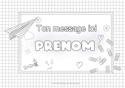 Coloriage à personnaliser Coeur Rentrée scolaire Tableau de classe Fournitures scolaires Mathématiques Cadre Avion en papier