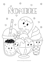 Colorear gratis Kawaii Bebidas Golosinas Helado Bubble tea