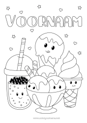 Kleurplaat aanpassen Kawaii Drankje Lekkernijen, zoetigheden IJs Bubble tea