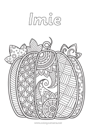 Kolorowanka do personalizacji Dynia Jesień Zentangle