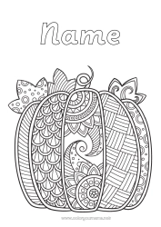 Free coloring Pumpkin Autumn Zentangle