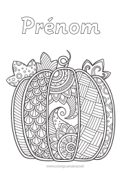 Coloriage gratuit Citrouille Automne Zentangle