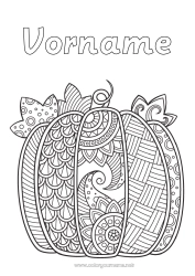 Kostenlose Malvorlage Kürbis Herbst Zentangle