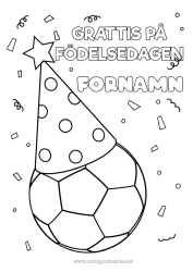Gratis färgläggning Fotboll Fotboll Sport Födelsedag Hatt Lätta målarbilder Grattis på födelsedagen! Lagsporter