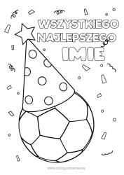 Kolorowanka do personalizacji Piłka nożna Piłka nożna Sport Urodziny Kapelusz Łatwe kolorowanki Wszystkiego najlepszego z okazji urodzin! Sporty drużynowe