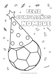 Colorear para personalizar Fútbol Balón de fútbol Sport Cumpleaños Sombrero Dibujos fáciles para colorear Mensaje de feliz cumpleaños (inglés) Deportes en equipo