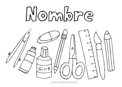 Colorear para personalizar Pincel Escuela Regreso a clases Útiles escolares Compass Tijeras