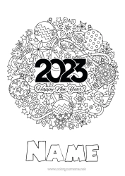 Free colouring 2023 Happy New Year