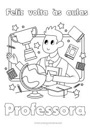 Desenho grátis Copa, troféu, medalha Professora/Professor Escola Competições e Prêmios Globo Terrestre Profissões de educação Volta às Aulas Mensagem de Boas-vindas Quadro-negro Gorro de estudante Calculadora