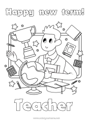 Free colouring Cup, trophy, medal Mistress/Master School Competitions and awards Globe Education professions Back to school 
