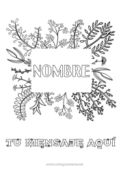 Colorear gratis Flores Calma y zen Hojas Escuela Regreso a clases Etiquetas Marco Portadas de Cuaderno