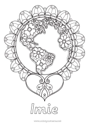 Kolorowanka za darmo Serce Geografia Ziemia Zentangle Dzień Ziemi