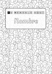 Colorear para personalizar Número Escuela Regreso a clases Matemáticas Marco Portadas de Cuaderno