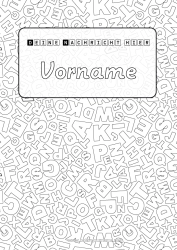 Malvorlage anpassen Alphabet Schule Schulbeginn Mathematik Buchstaben des Alphabets Rahmen Heftumschläge