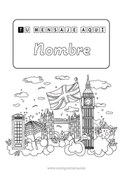 Colorear para personalizar Reino Unido Escuela Regreso a clases Marco Portadas de Cuaderno