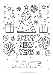 Free colouring Happy New Year