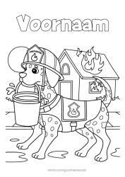 Gratis kleurplaat Hond Dier Brandweerman Honden en katten Vuur Veiligheidsberoepen Cartoon