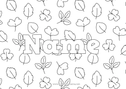Colouring to customise Autumn Leaves Decorated Name Oak Decorative Background Maple