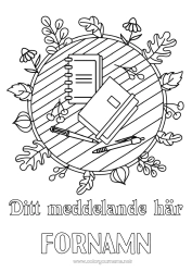 Gratis färgläggning Höst Blad Bok Läsning Blyertspenna Skolstart Skolmaterial