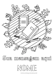 Desenho grátis Outono Folhas Livro Leitura Lápis Volta às Aulas Materiais Escolares