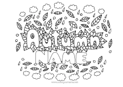 Colouring to customise Autumn Leaves Elderberry Cloud Dead Leaves