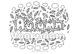 Kleurplaat aanpassen Herfst Bladeren Vlier Wolk