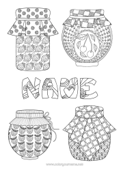 Colouring to customise Cherry Fruit Strawberry Zentangle Harvest Festival Jam