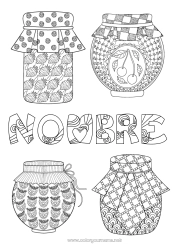 Dibujo libre Cereza Frutas Fresa Zentangle Fiesta de la Cosecha Mermelada