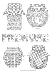 Pagină de colorat personalizată Cireșe Fructe Căpșună Zentangle Sărbătoarea Recoltei Gem