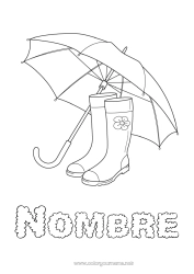 Colorear gratis Paraguas Botas