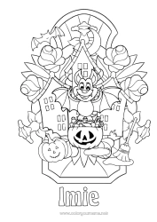 Rysunek za darmo Nietoperz Miotła Cukierek albo psikus? Halloween Jack O'Lantern Ptaki i latające ssaki Zamczysko nawiedzone