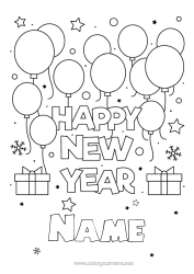 Free colouring Balloons Happy New Year
