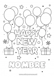 Colorear gratis Globos Feliz año