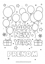 Coloriage gratuit Ballons Bonne année