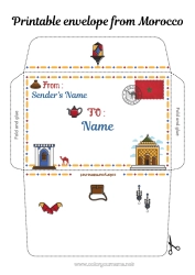 Free drawing Africa Wild animals of Africa Envelope to print Elf on the Shelf Trip Camel, dromedary Morocco Envelope for Elf on the Shelf Mail
