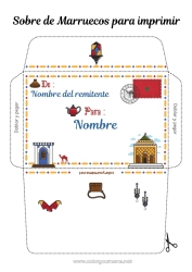 Dibujo libre África Animales salvajes de África Sobre para imprimir Viaje del duende navideño Camello, dromedario Marruecos Sobre para el correo del elfo de Navidad
