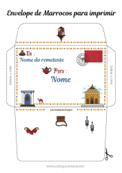 Desenho grátis África Animais selvagens da África Envelope para imprimir Viagem do Elfo de Natal Camelo, dromedário Marrocos Envelope para correspondência do elfo de Natal