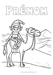 Dessin gratuit Lutins de Noël Coloriages lutins Animaux sauvages d'Afrique Chameau, dromadaire